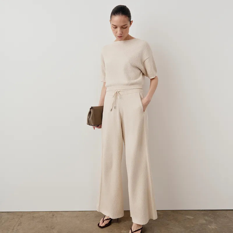 Bouclé Wide Leg Trousers