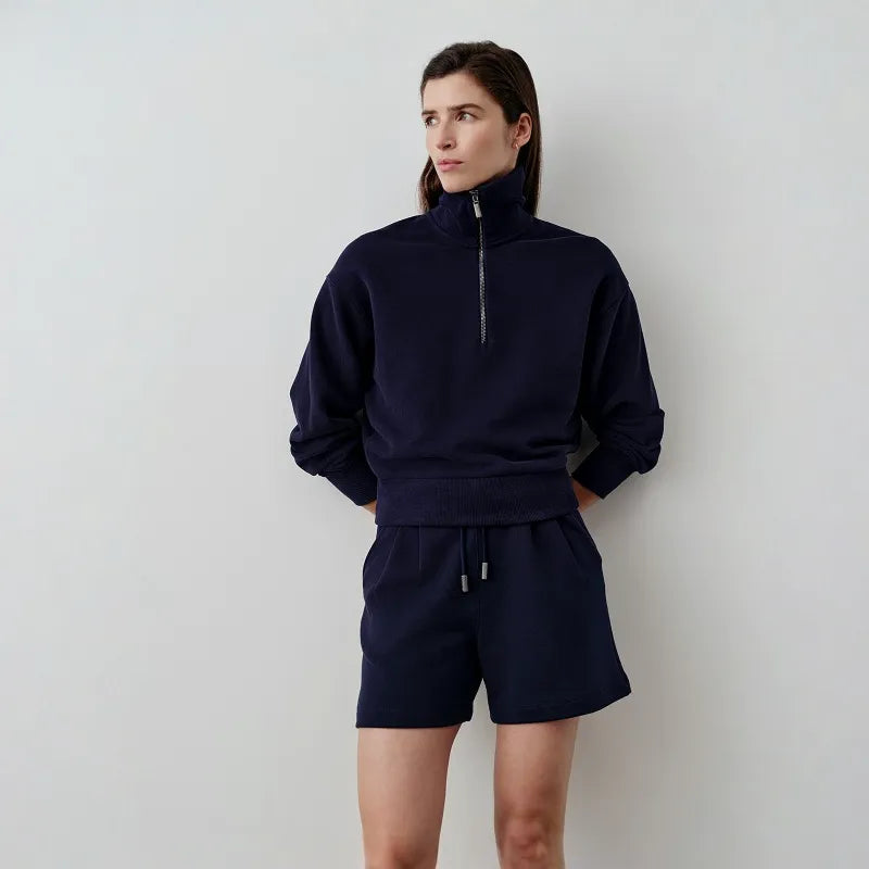 Quarter-Zip Funnel-Neck Sweatshirt