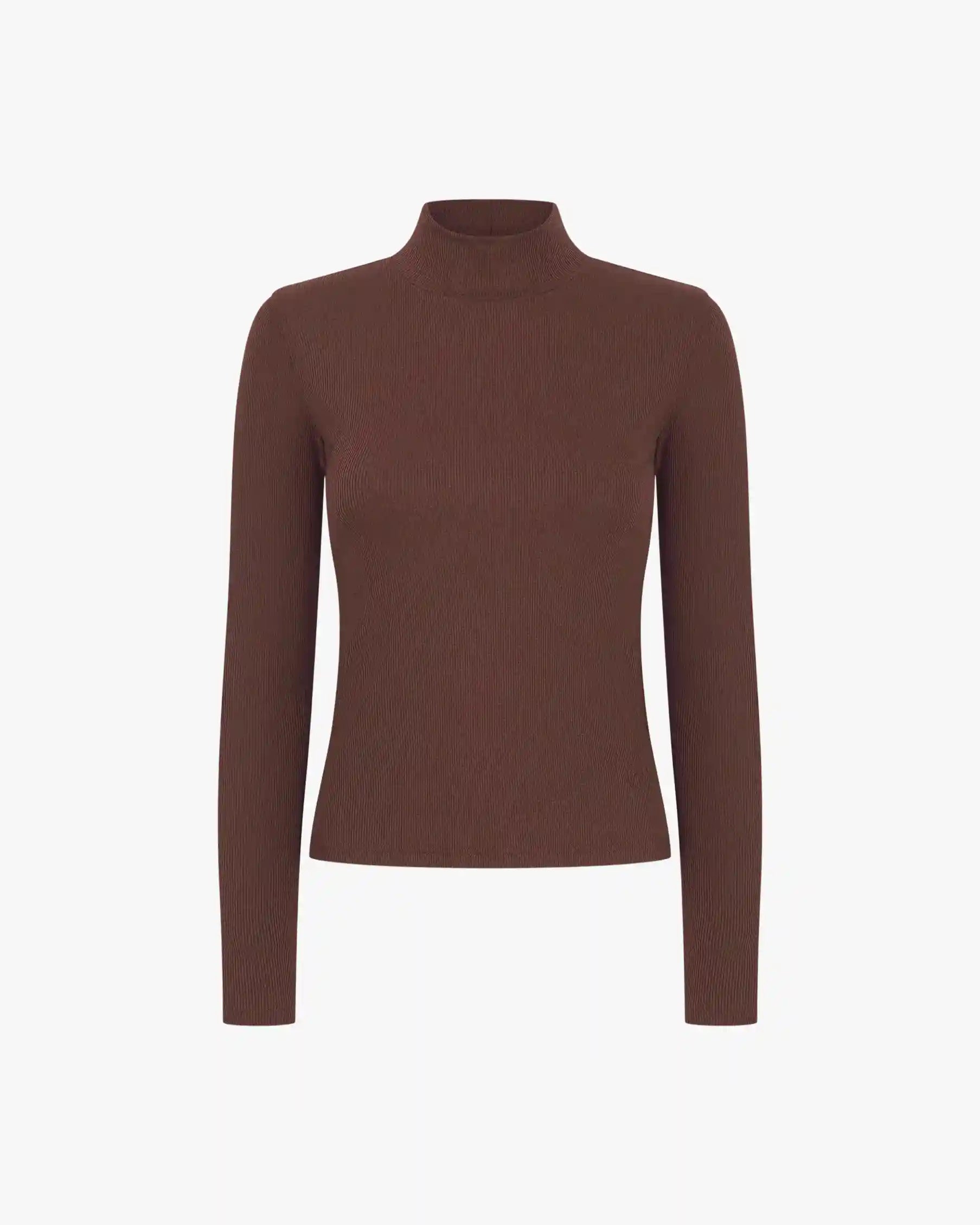 Ribbed Turtleneck Lyocell Cotton