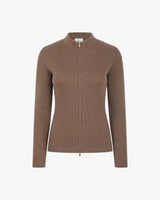 Ribbed Zip Through Cardigan in Cotton Cashmere