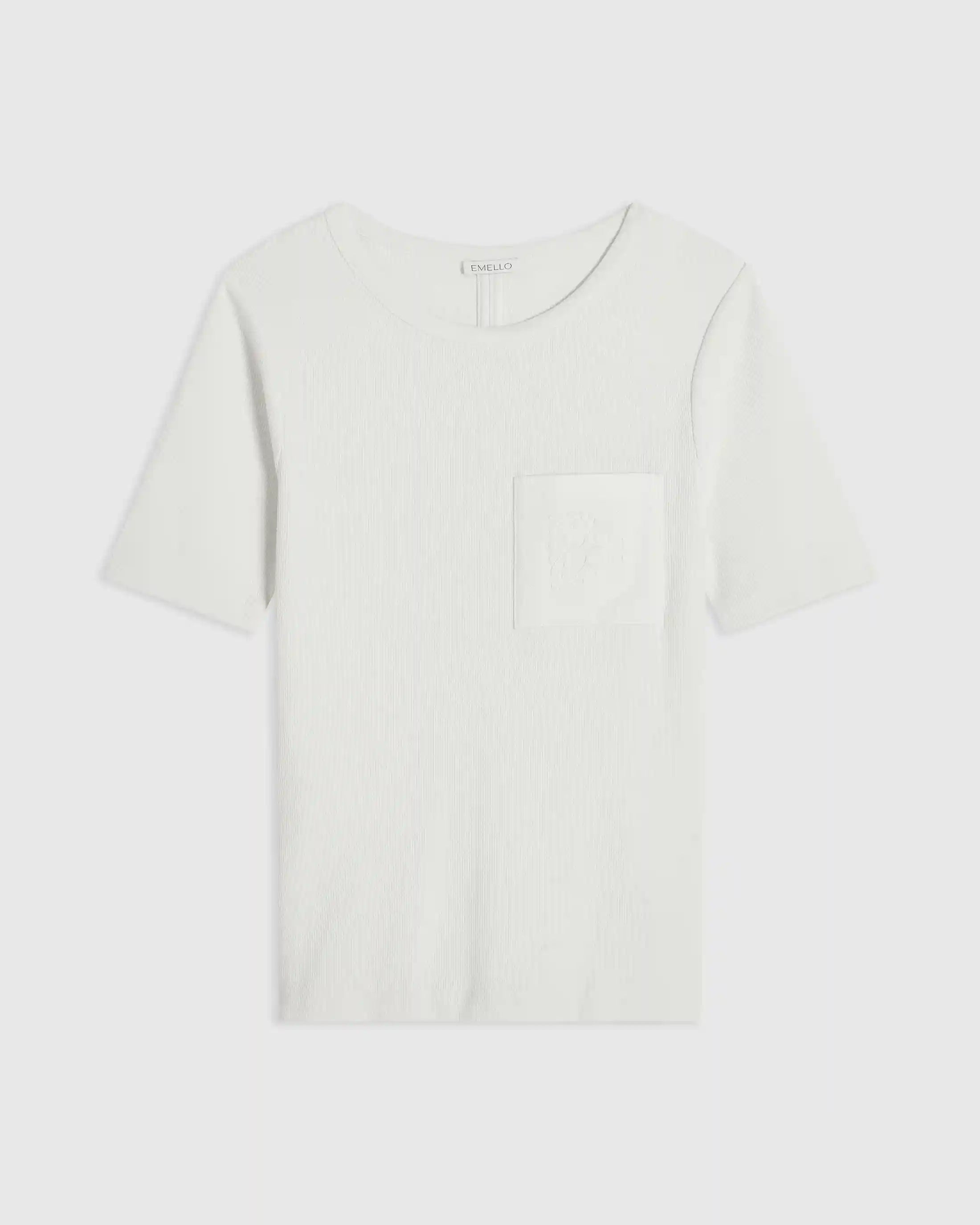 White t-shirt on a light gray background