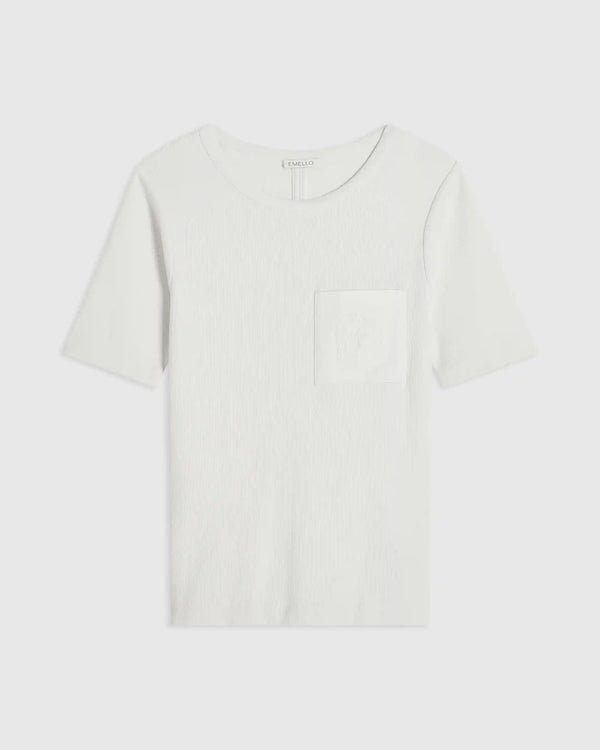 White t-shirt on a light gray background