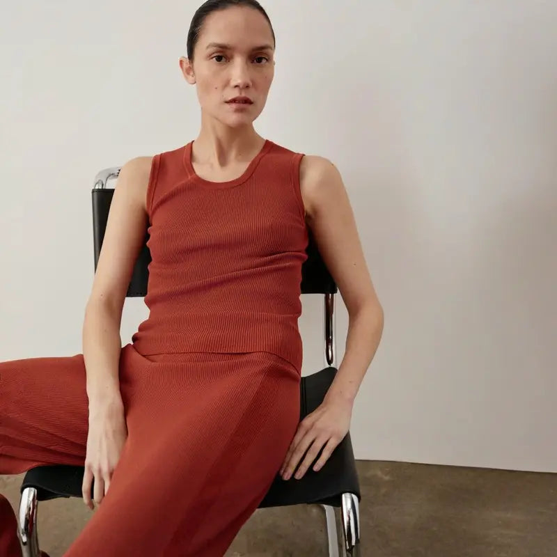 Tonal Ribbed Knit Tank Top