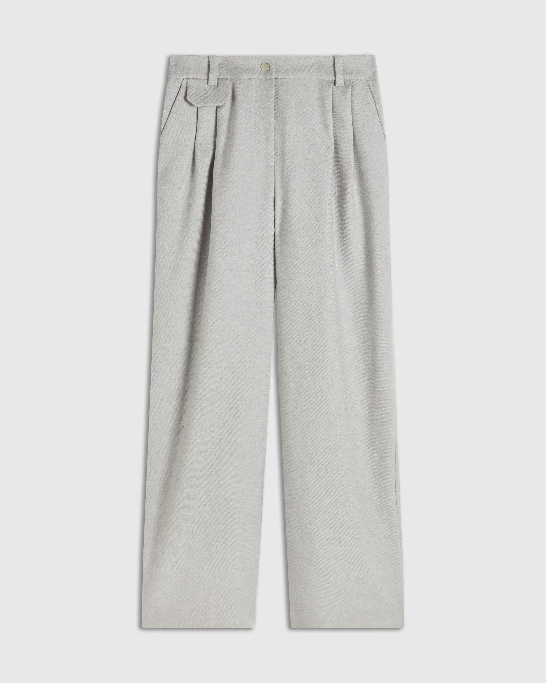 Pleated Wool Twill Trousers