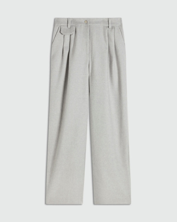 Pleated Wool Twill Trousers