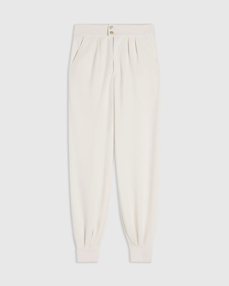 Emello Balloon Popper Trousers in cream with a fluid, relaxed fit.