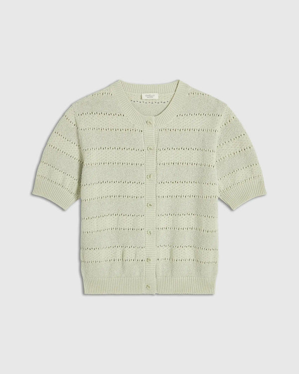 Bouclé Knit Short Sleeve Cardigan