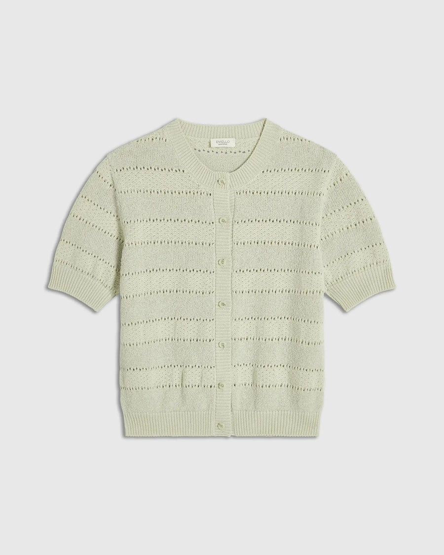 Bouclé Knit Short Sleeve Cardigan