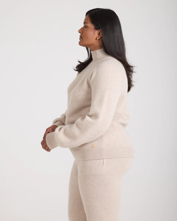 Kasima Cashmere Blend Knit Sweater in Beige