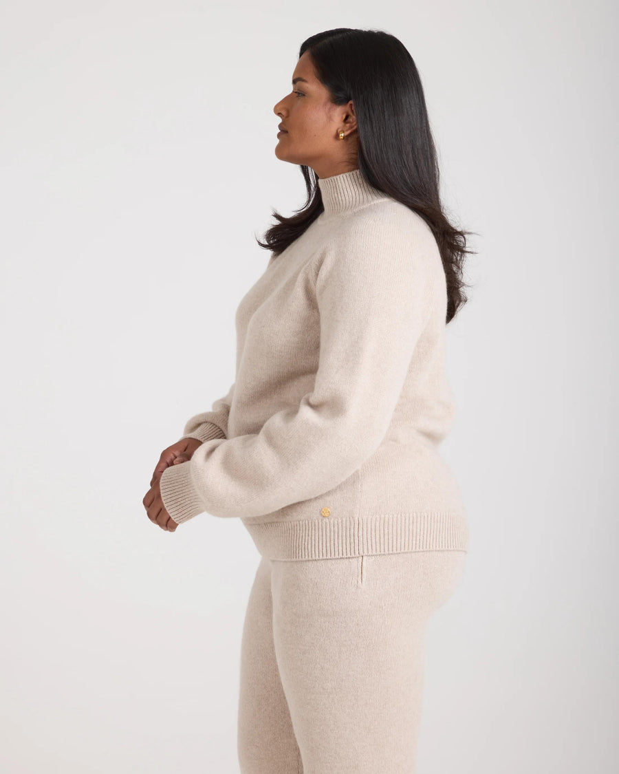 Kasima Cashmere Blend Knit Sweater in Beige