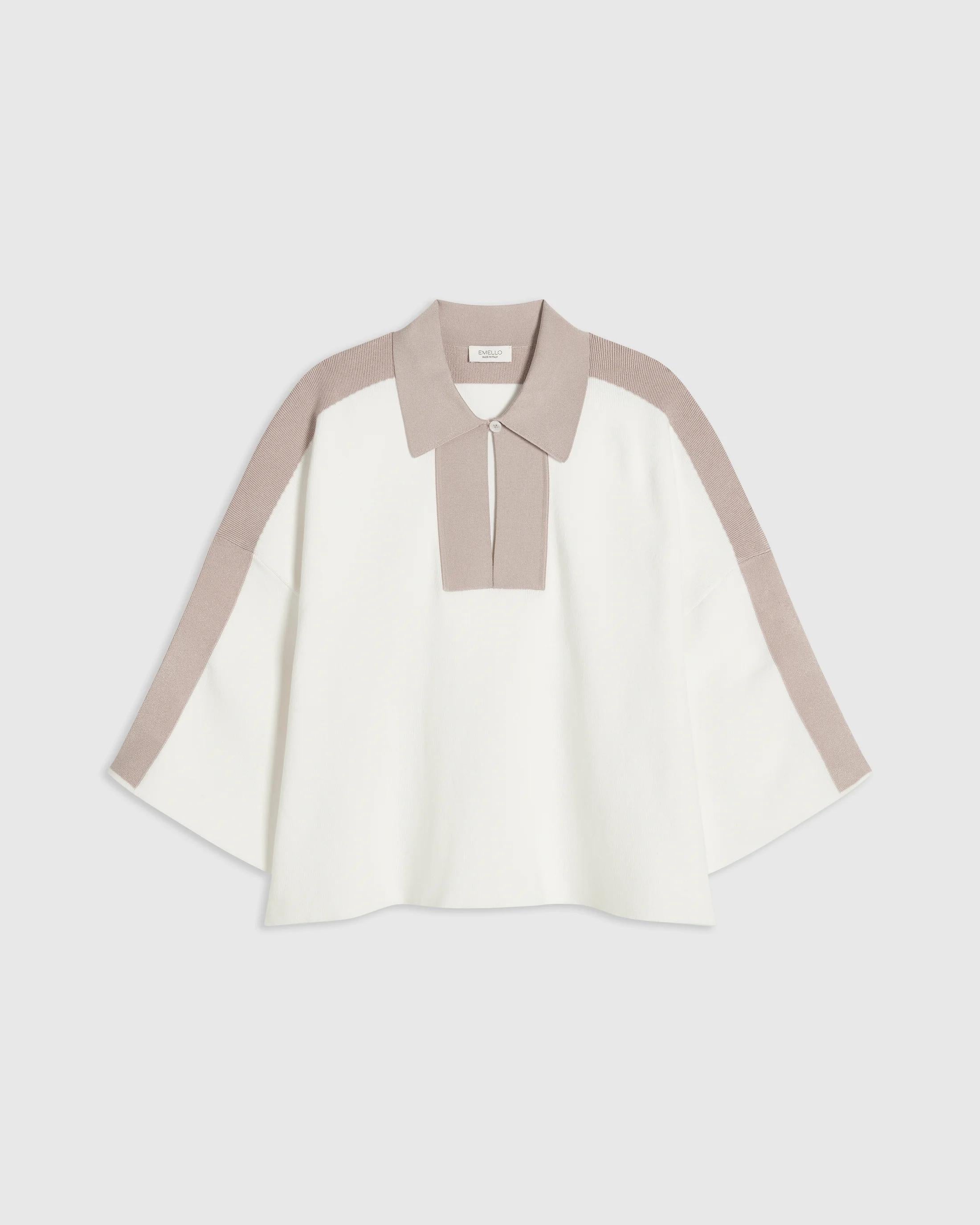 Contrast Collar Knit Polo Top