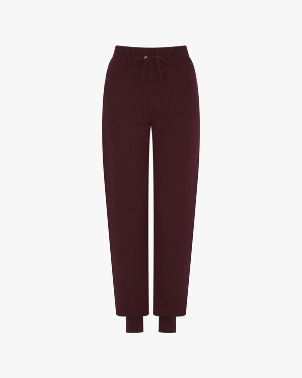 Emello cuffed trouser in merino wool cashmere with ribbed cuffs and gold detailing.