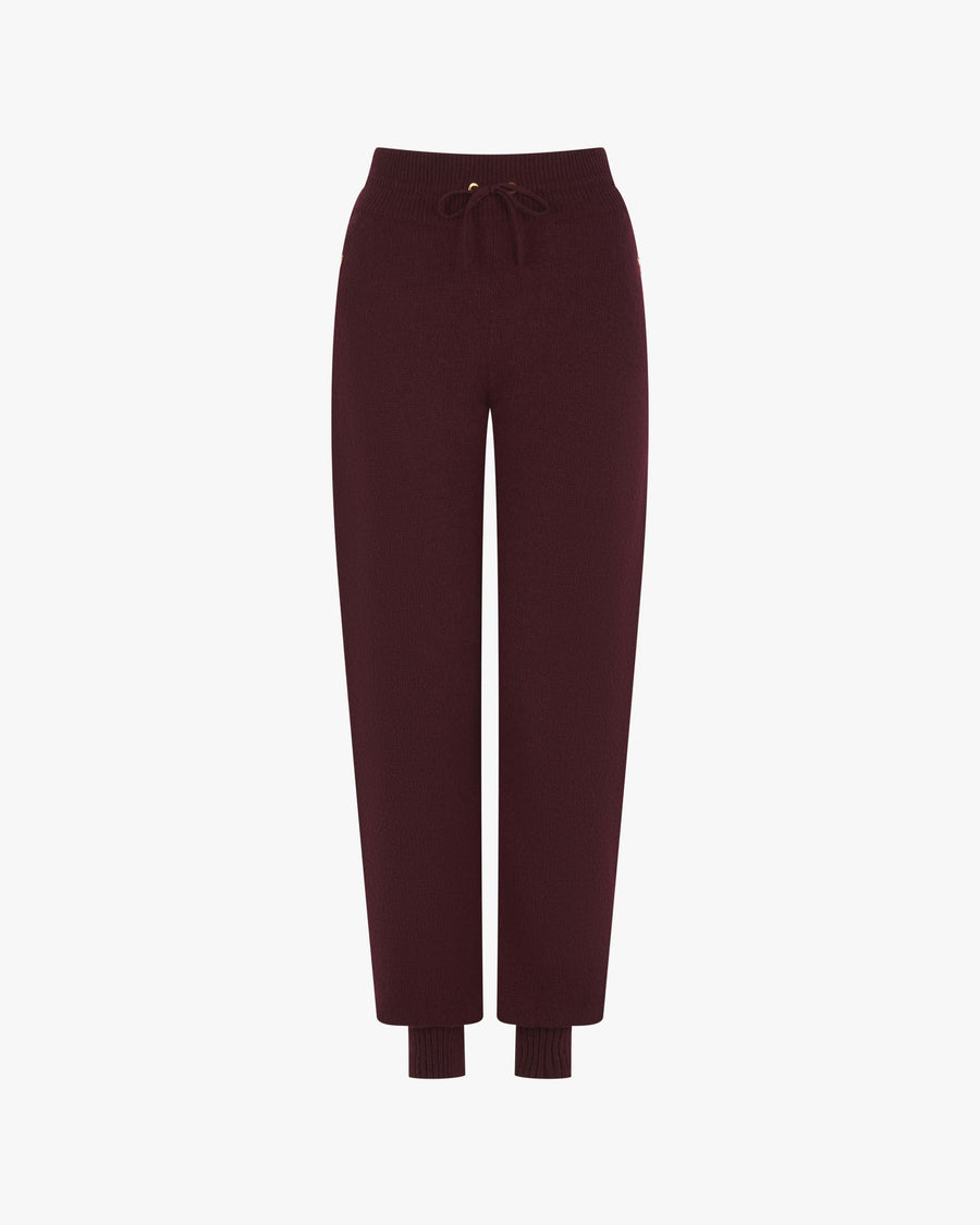 Emello cuffed trouser in merino wool cashmere with ribbed cuffs and gold detailing.