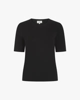 Emello Black Double-Layer Top in Lyocell with Crew Neckline and Short Sleeves