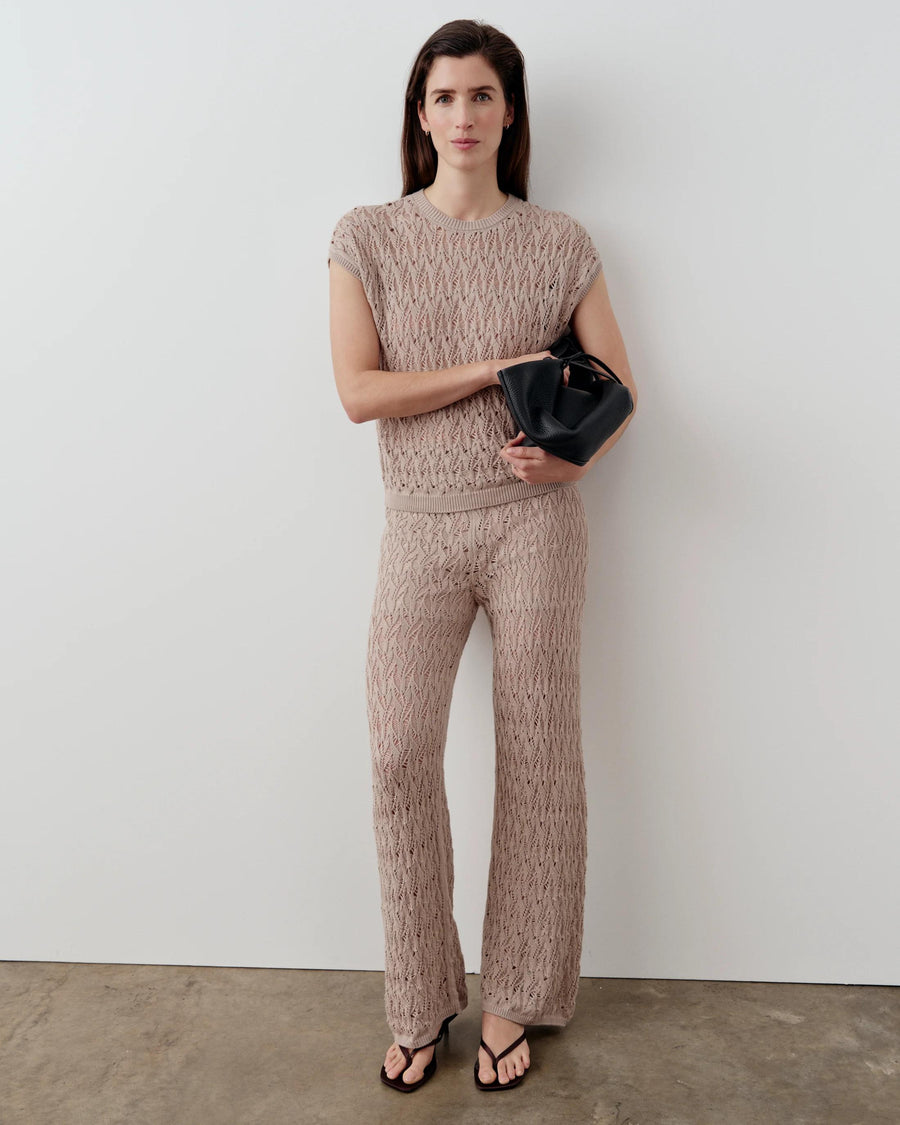 Open Knit Trousers, relaxed fit, luxury women's fashion, crafted from 100% cotton.