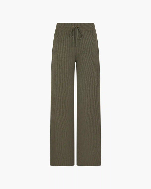 Ribbed Wide-Leg Trouser in Cotton Cashmere