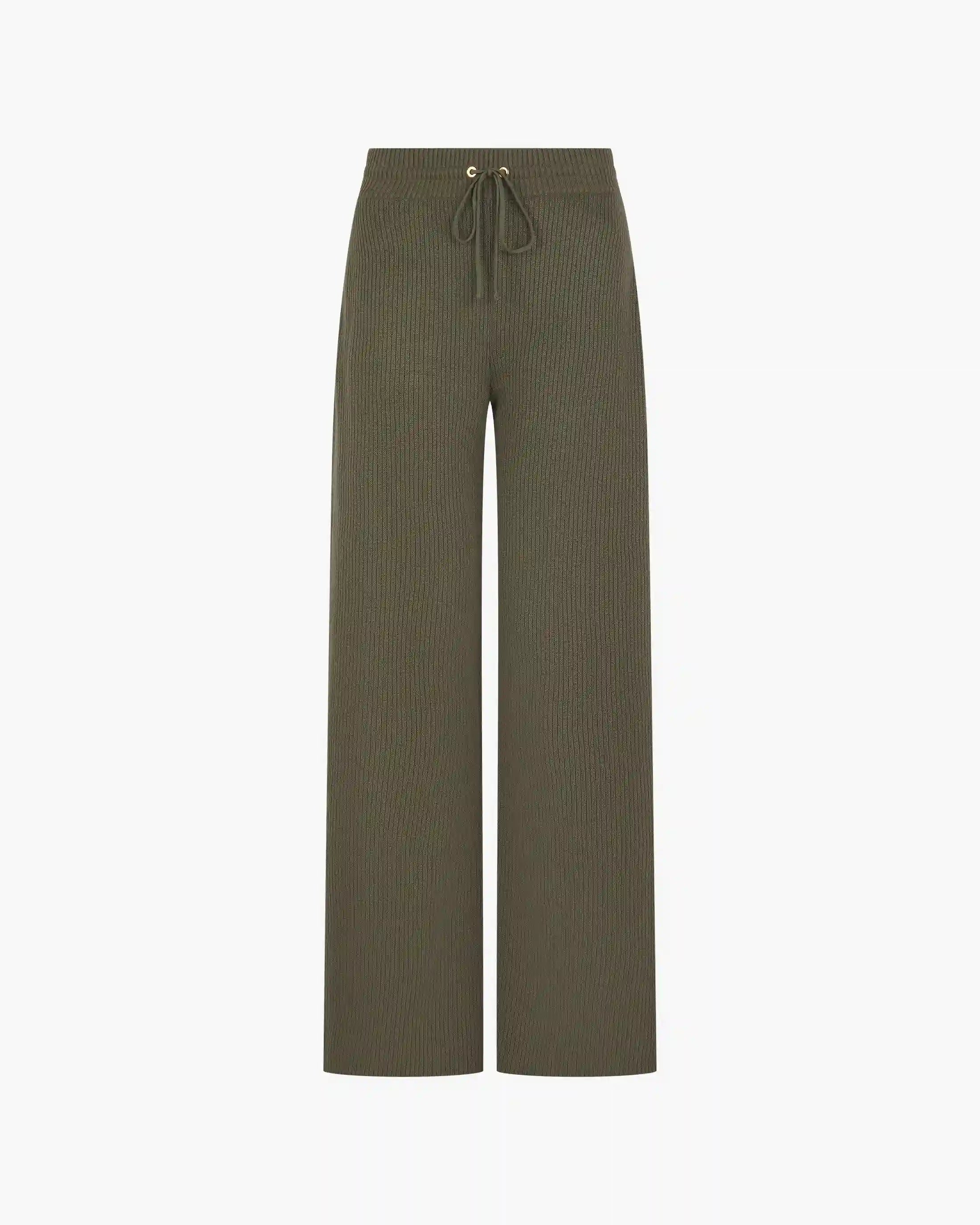 Ribbed Knit Wide Leg Trouser Cotton Cashmere