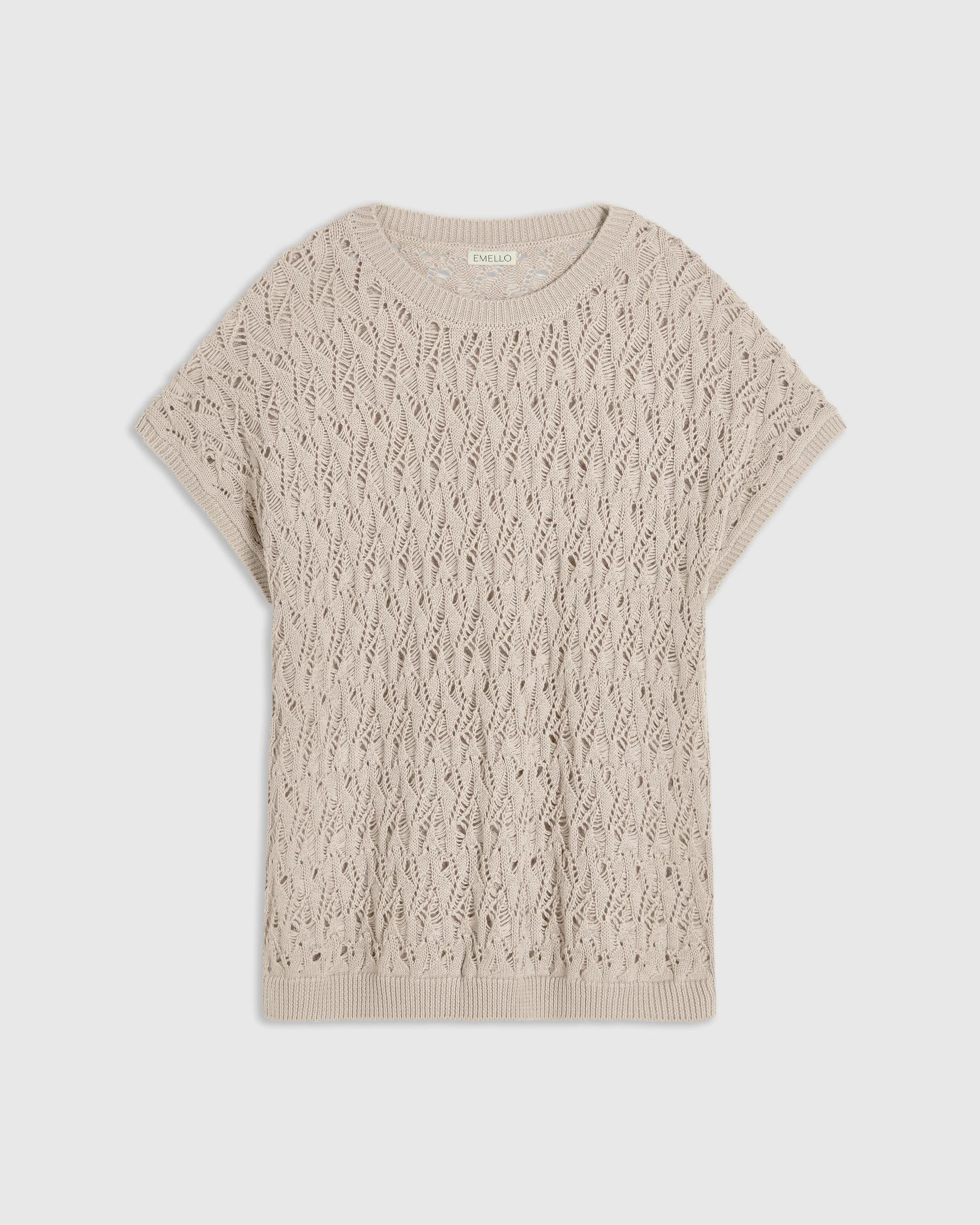 Open Knit Short Sleeve Top