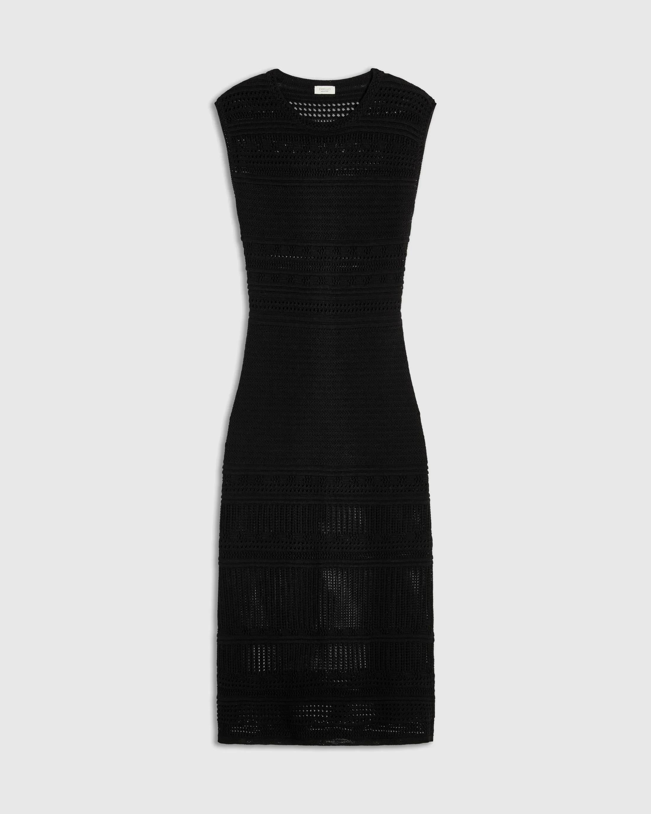 Panelled Open Knit Midi Dress