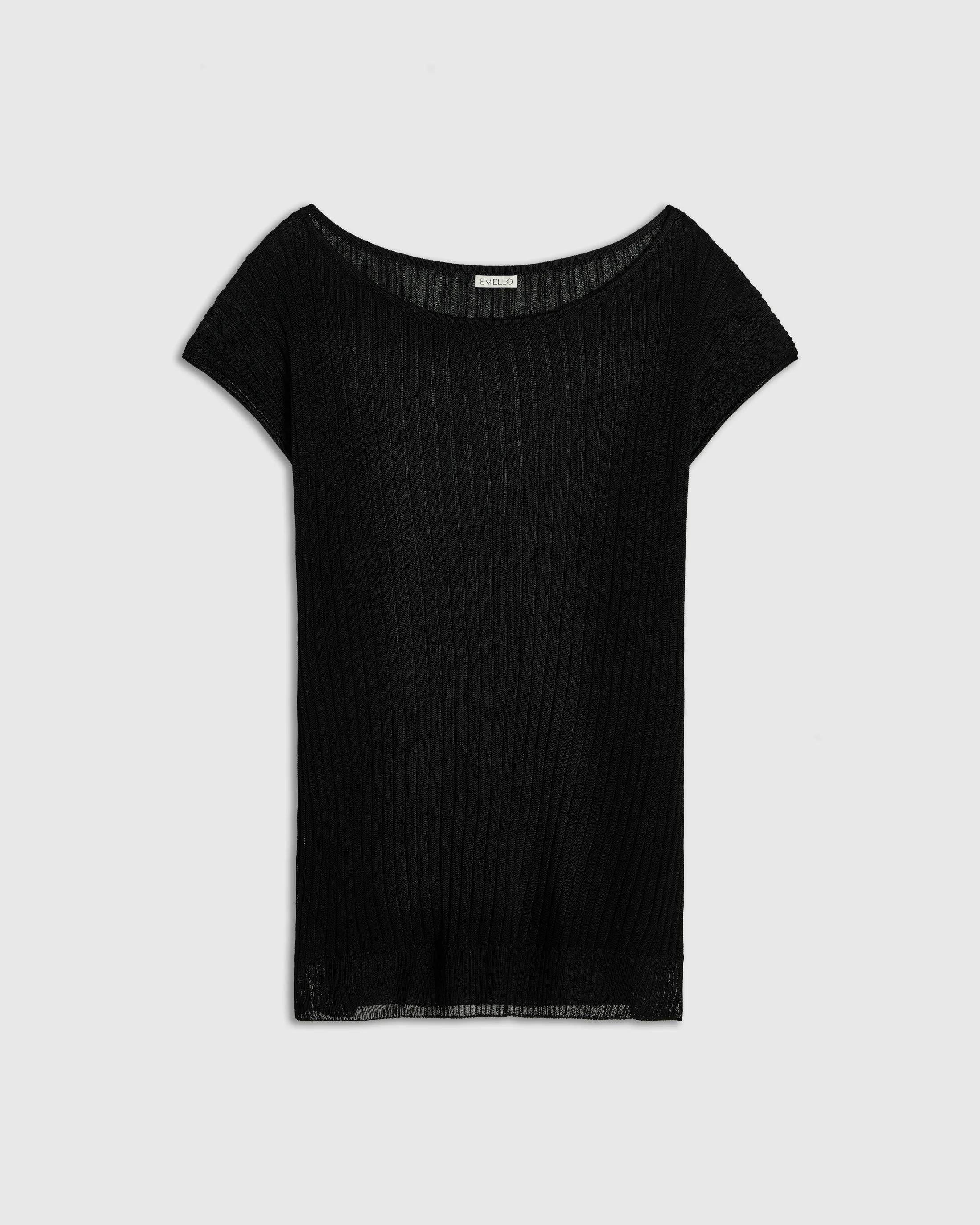 Plissé Boat Neck Top