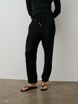 Luxury Silk Blend Pointelle Trousers with Blouson Cuff