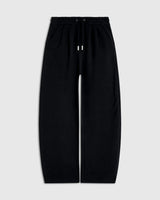 Navy Relaxed Straight Leg Trousers with drawcord waistband and brushed-gold ends.