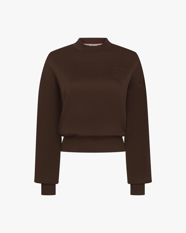 Chicory coffee brown sweatshirt with debossing, relaxed fit, crafted from 100% lyocell