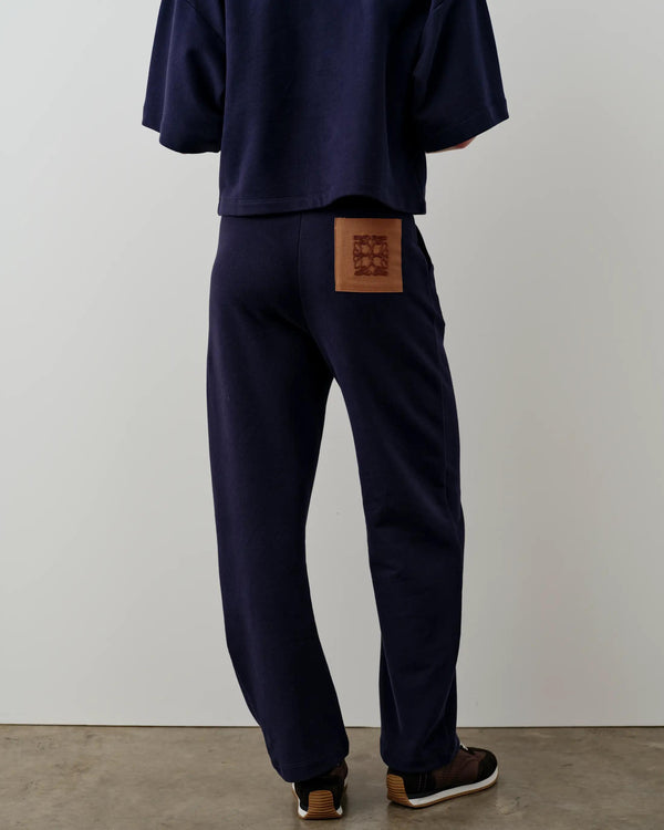 Relaxed Straight Leg Trousers in Navy showcasing a refined silhouette with gentle taper and tonal details.