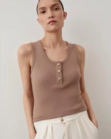 Ribbed Popper Tank Top