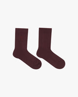 Ribbed purple half-crew socks in cotton with delicate embroidery