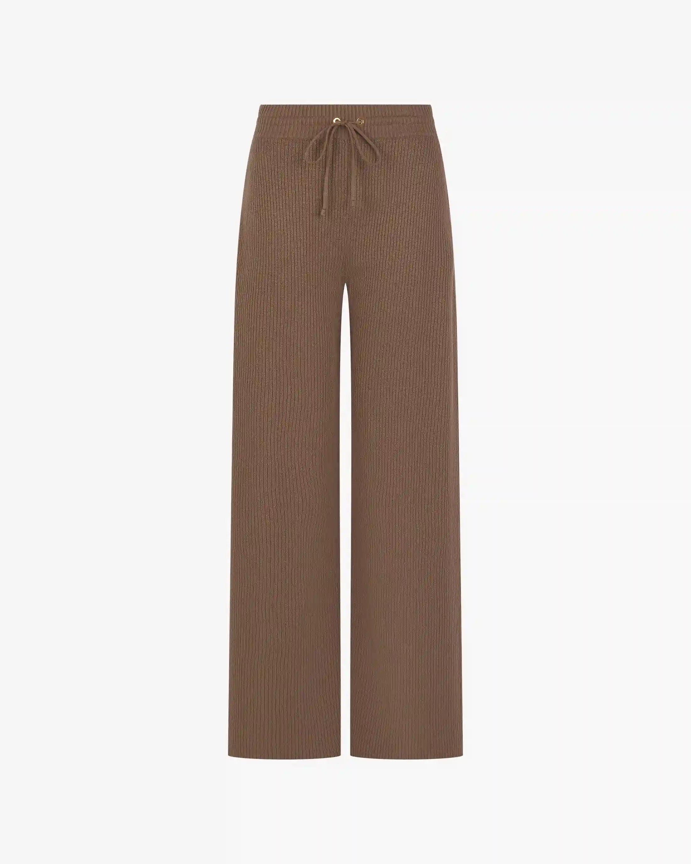 Ribbed Wide-Leg Trouser in Cotton Cashmere