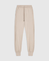 Silk Blend Pointelle Trousers featuring a gentle blouson cuff in a neutral tone.