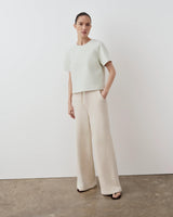 Structured Short Sleeve Top in Mist Green worn by a model with a clean, minimal setup.