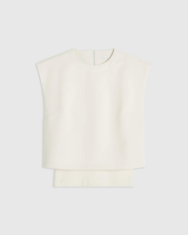 Structured Layered Vest in cream with sculpted silhouette by Emello.