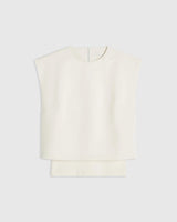 Structured Layered Vest in cream with sculpted silhouette by Emello.