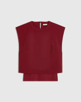 Emello Structured Layered Vest in deep fig with clean, architectural lines and a sculpted silhouette.
