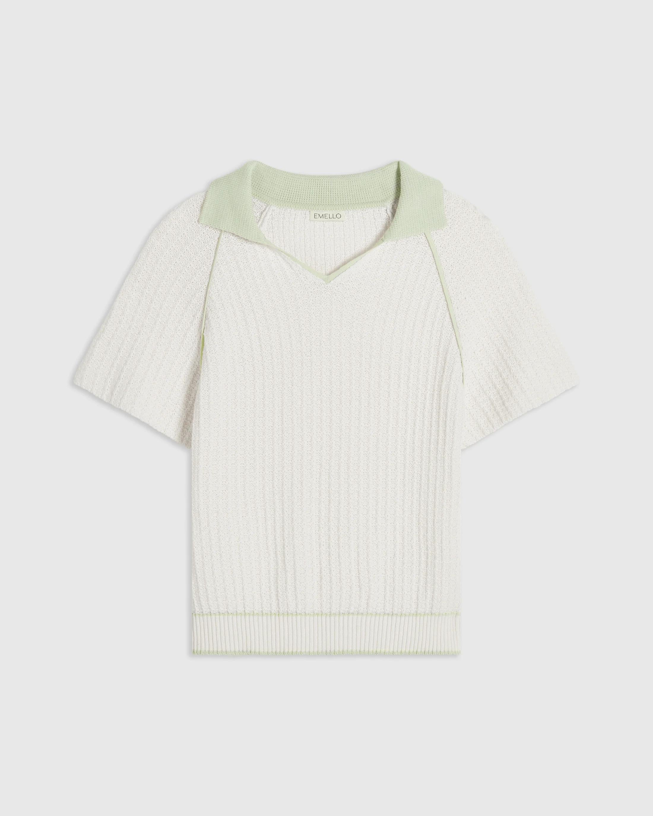 Textured Knit Polo Top