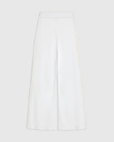 Tonal Ribbed Knit Trousers in White with a wide-leg silhouette, crafted from matte viscose.